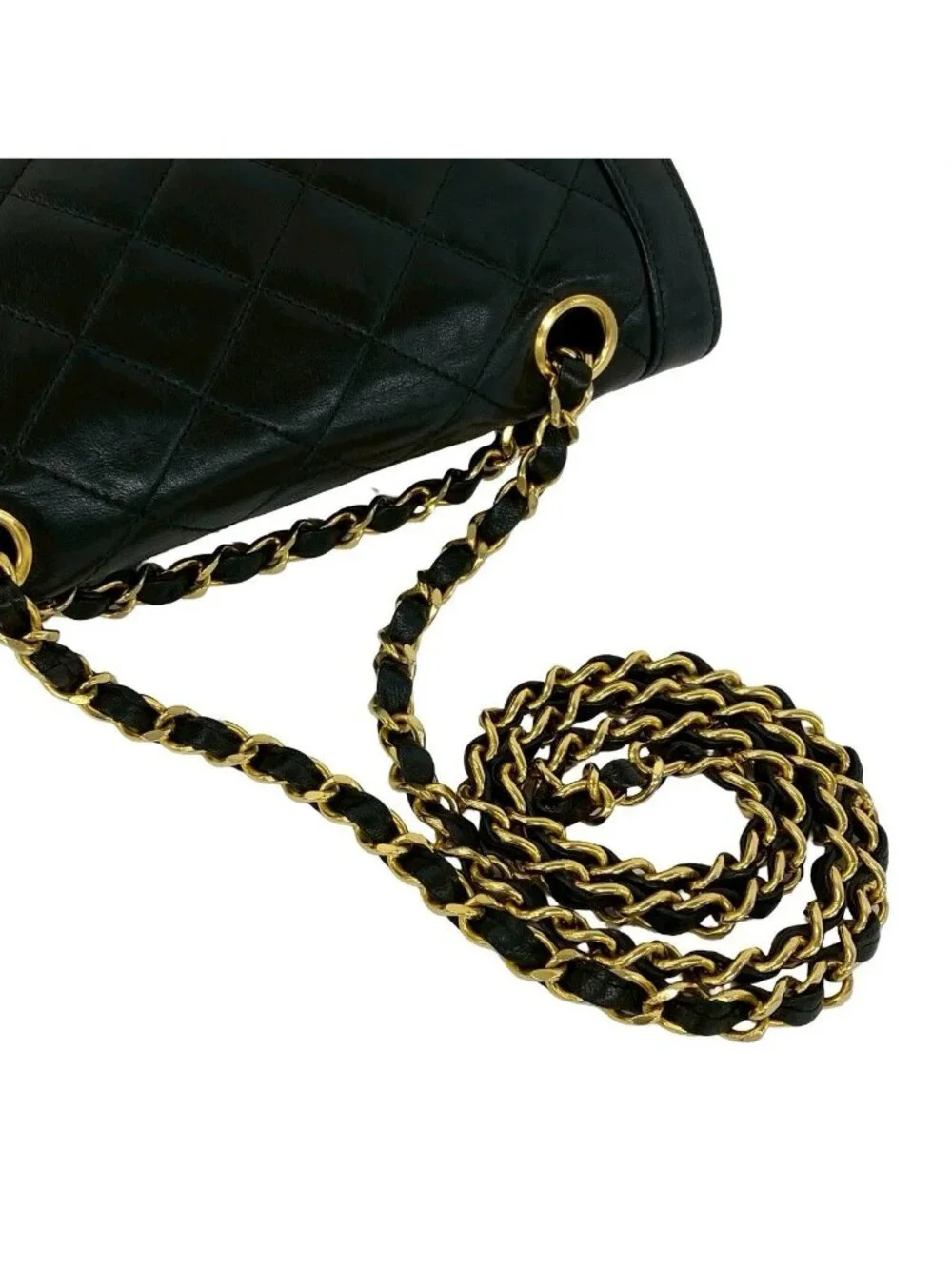 Chanel Card with Quilted CC Logo Double Flap Lambskin Shoulder Bag Black